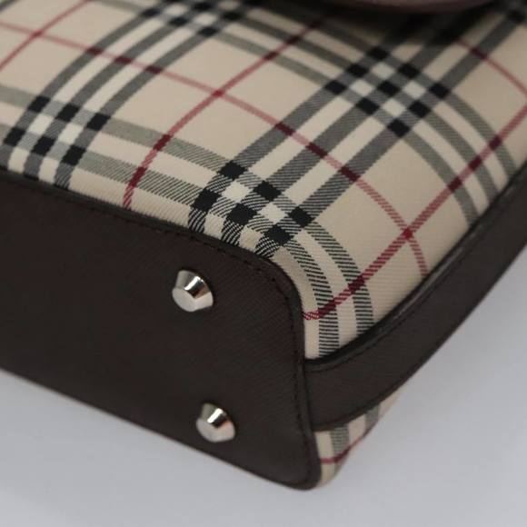 BURBERRY Nova Check Shoulder Bag Canvas Beige Silver Auth 106700 - Picture 14 of 16